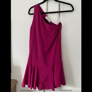 Beautiful Amanda Uprichard raspberry silk one-shoulder dress. Size small.